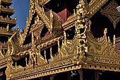 Bagan Myanmar. Shwezigon pagoda. perfumed chambers ancillary temples housing standing bronze Buddha images. 